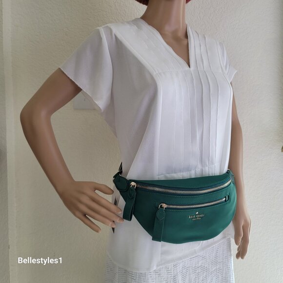 KATE SPADE BELT Bag Chelsea KSNYL Nylon BELT Bag- Deep Jade color🎈 - Picture 14 of 16